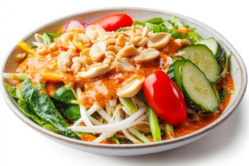 Padang Gado-Gado, From West Sumatra, this version often includes a spicier peanut sauce reflecting the region's love for spicy food. isolated on white background