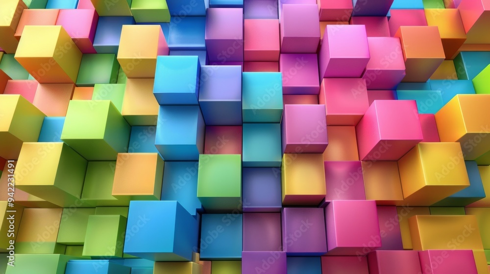 Aufkleber an abstract background of many cubes of different colors