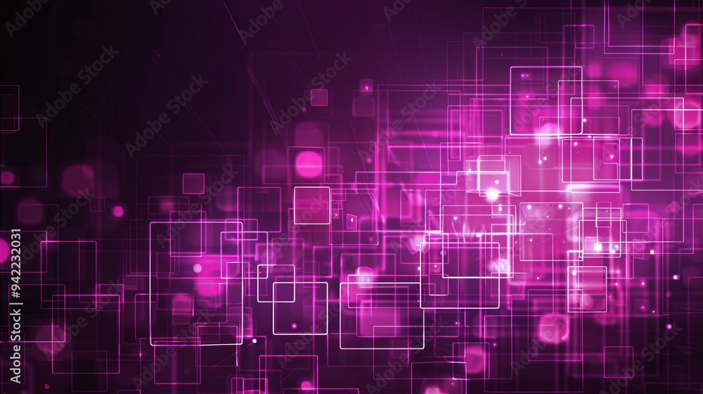 Poster an abstract purple background with squares and rectangles