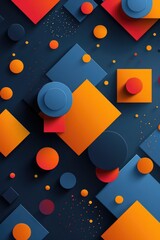 A collection of vibrant shapes against a dark backdrop