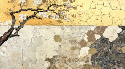Fototapeta premium Blend of make-e, ukiyo-e and kintsugi. Background, wallpaper