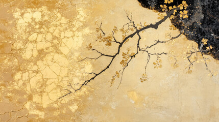 Blend of make-e, ukiyo-e and kintsugi. Background, wallpaper
