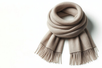 Warm wool scarf with fringe. Space for text.