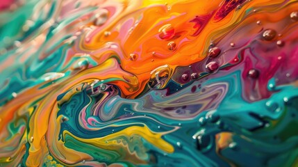 Fototapeta premium Fluid patterns of paint mixing in water creating vibrant swirls