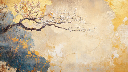 Blend of make-e, ukiyo-e and kintsugi. Background, wallpaper