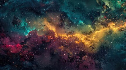 Obraz premium Glimmering cosmic-inspired textures in a palette of deep jewel-toned colors