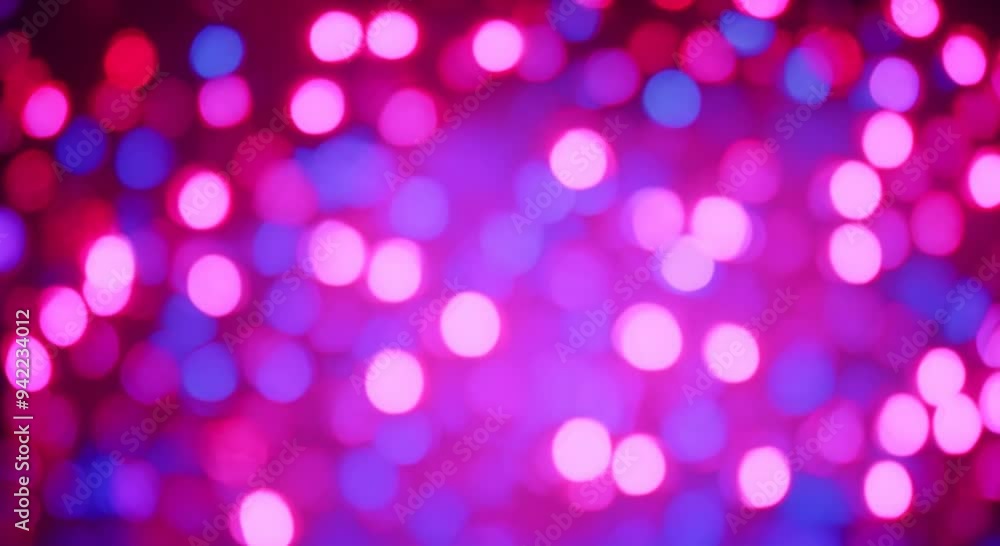 Poster blurred red and blue bokeh lights creating abstract festive background 4k animation
