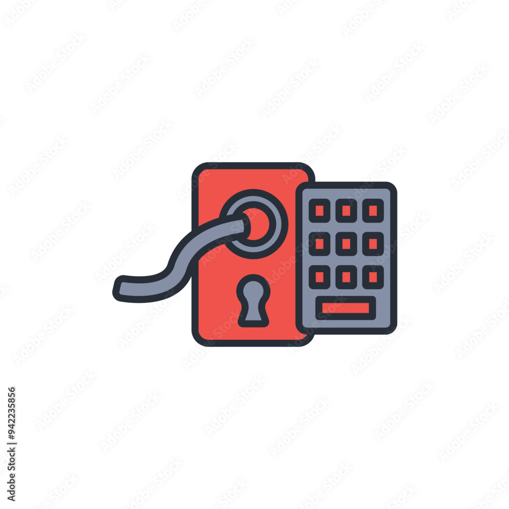 Poster smart lock icon. vector.editable stroke.linear style sign for use web design,logo.symbol illustratio