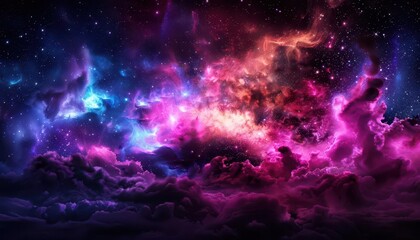 Fototapeta premium Pitchblack night sky with stars, Fantasy, Dark, Watercolor, Emphasizing cosmic wonder