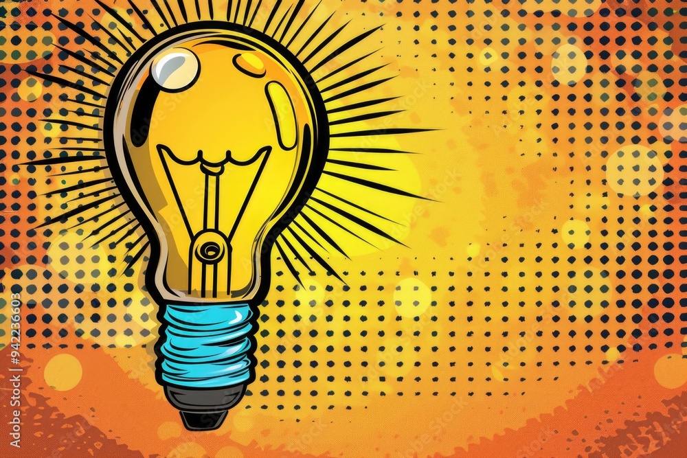 Poster A happy-looking light bulb with a smiley face, perfect for adding a touch of whimsy to your design or project