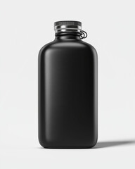 Mockup of glossy tumbler mug, plastic water sipper bottle, thermos flask stainless steel and silicon bottles behind it professional background