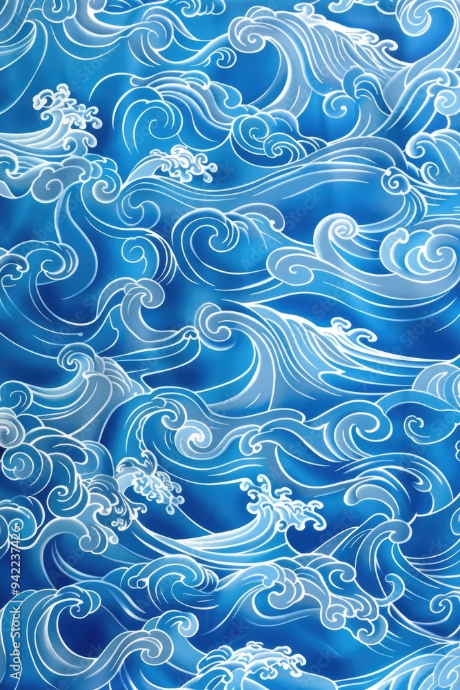Poster blue background with wavy pattern
