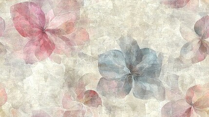   Pink-blue flowers on white background with light-brown rectangle