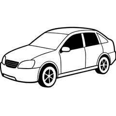 car isolated on white line art