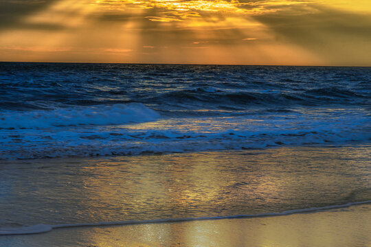 USA, New Jersey, Cape May National Seashore. Sunset on seashore. 