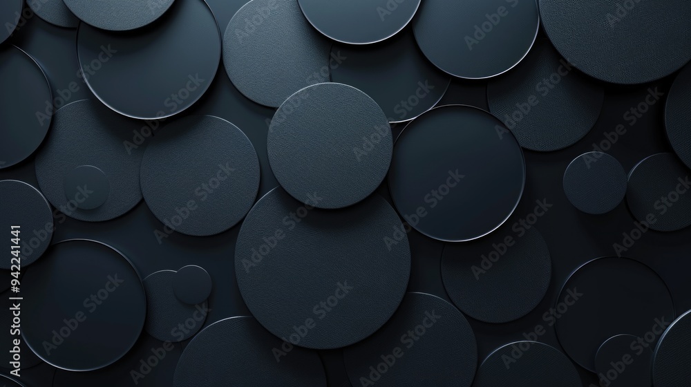 Poster A close-up view of multiple black circles on a dark background, possibly representing coal, rocks or other objects
