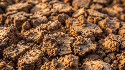 Obraz premium Dry Cracked Soil, Close-Up of Parched Earth Texture