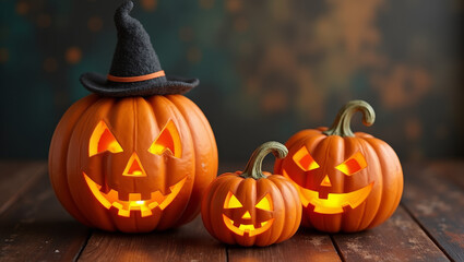 halloween jack o lantern pumpkin with copy-space