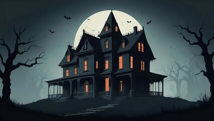 halloween background with castle and pumpkin