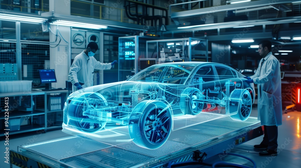 Aufkleber a modern car manufacturing facility integrates cuttingedge holographic ar technology for precise aut