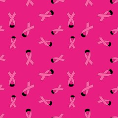 Breast cancer month seamless pink ribbon day mammogram pattern