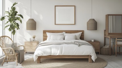 Scandinavian modern bedroom a contemporary take on Scandinavian style. The mood of the room is cozy and inviting.