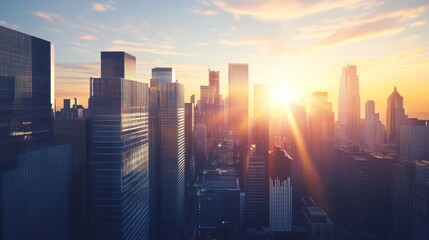 Fototapeta premium Sunrise Over City Skyline