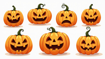 illustration set of halloween pumpkins