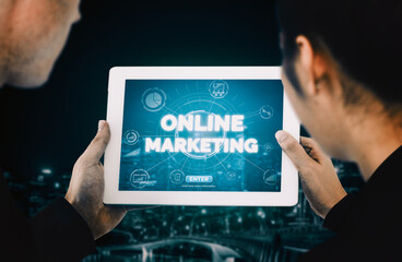Digital Marketing Technology Solution for Online Business Concept - Graphic interface showing...