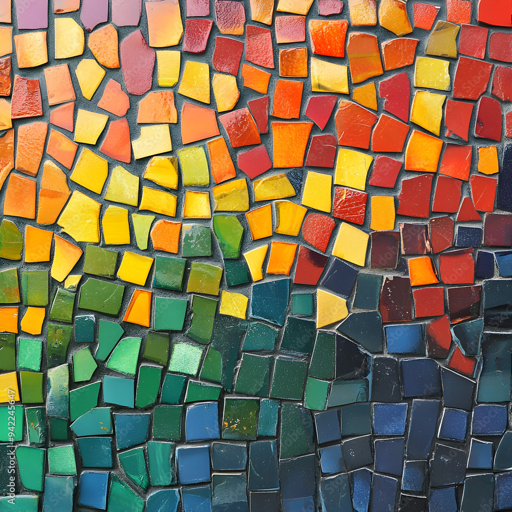 Poster colorful mosaic wall texture creating an abstract image