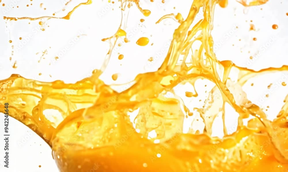 Aufkleber dynamic orange splash captured in slow motion from above showcasing vibrant colors and refreshing ju