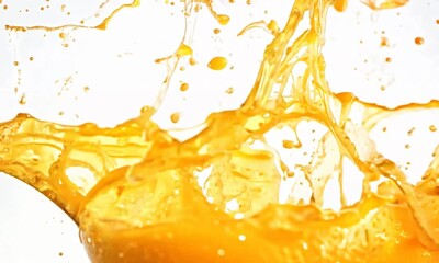 Dynamic orange splash captured in slow motion from above showcasing vibrant colors and refreshing juiciness, perfect for food enthusiasts and creative cooks alike. Generative AI - Powered by Adobe