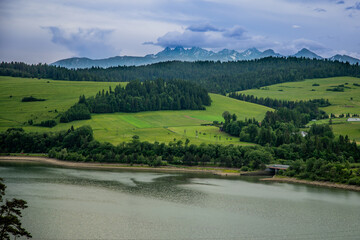 Tatry widok z Kluszkowic, panorama tatry, tatry widok, widok, g&oacute;ry, zieleń las krajobraz