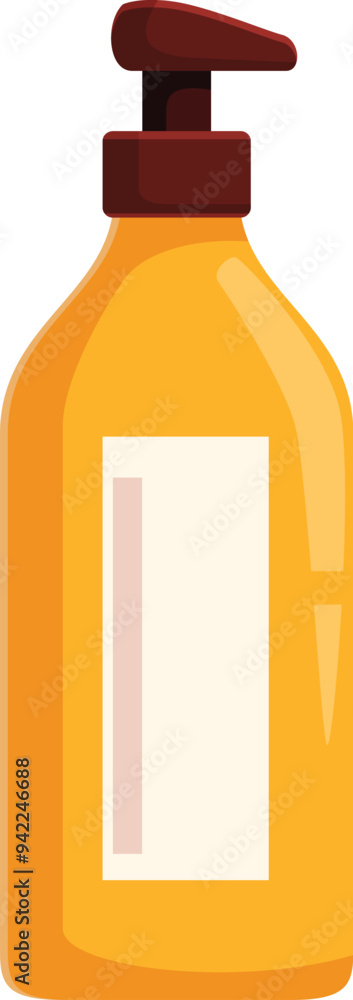 Wall mural Yellow plastic bottle with a dispenser pump is ideal for containing shampoo, liquid soap, or other cosmetics