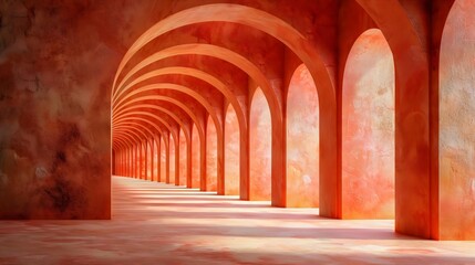 A long, narrow hallway with arched openings