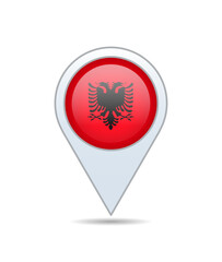 Albania - flag pin for map. Vector illustration.