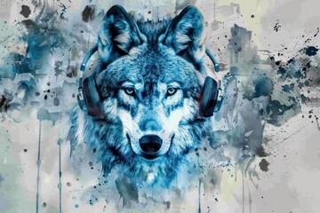 Wolf with Headphones