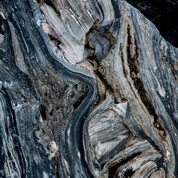 USA, Oregon. Patterns of obsidian flowing around pumice.