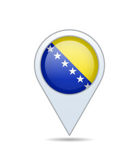 Obraz premium Bosnia and Herzegovina - flag pin for map. Vector illustration.