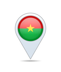 Burkina Faso - flag pin for map. Vector illustration.