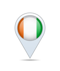 Ivory Coast - flag pin for map. Vector illustration.