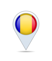 Fototapeta premium Romania - flag pin for map. Vector illustration.
