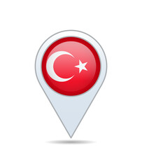 Turkey - flag pin for map. Vector illustration.