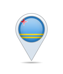 Aruba - flag pin for map. Vector illustration.