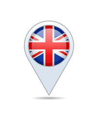 Fototapeta premium United Kingdom - flag pin for map. Vector illustration.