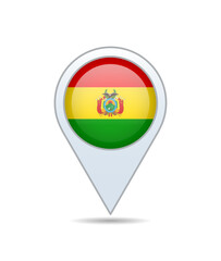 Bolivia - flag pin for map. Vector illustration.