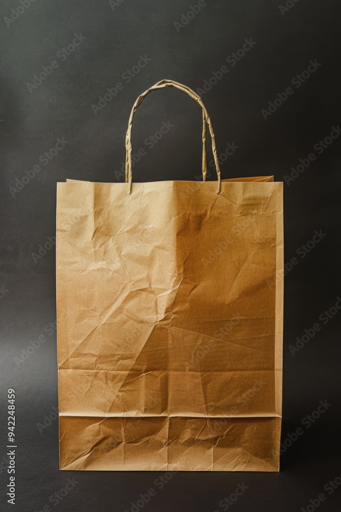 Aufkleber a simple brown paper bag sitting on a black background, perfect for use in a minimalist design or as