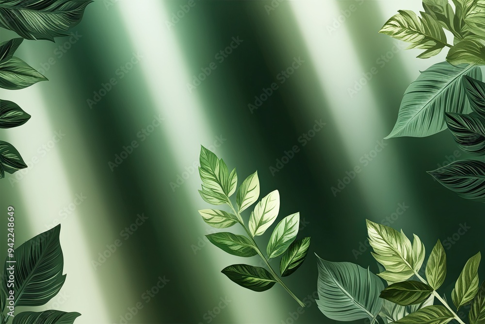 Poster luminous botanical tint effect with foliage and shadow overlay