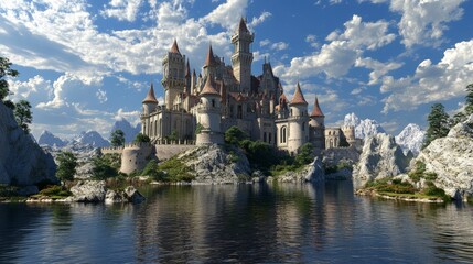 Fototapeta premium Enchanted Realms: Magnificent Fantasy Architecture Unveiled