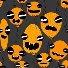Halloween ghost seamless cartoon balloons pattern for wrapping paper